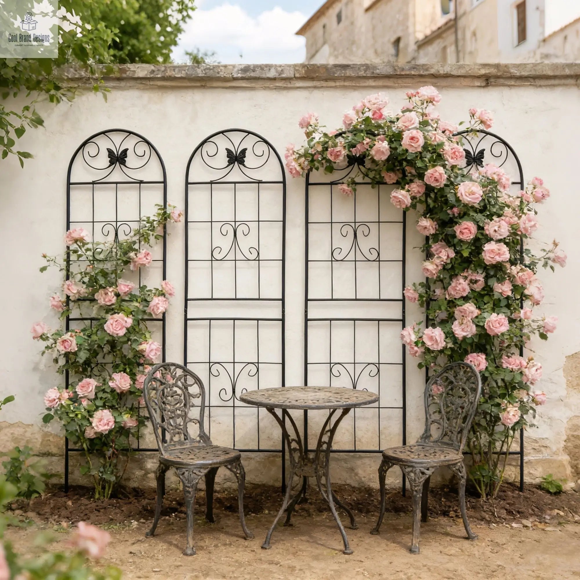 4 Pack Metal Garden Trellis 71" x 19.7" Rustproof Trellis for Climbing Plants Outdoor Flower Support Black - Cool Brand Designs