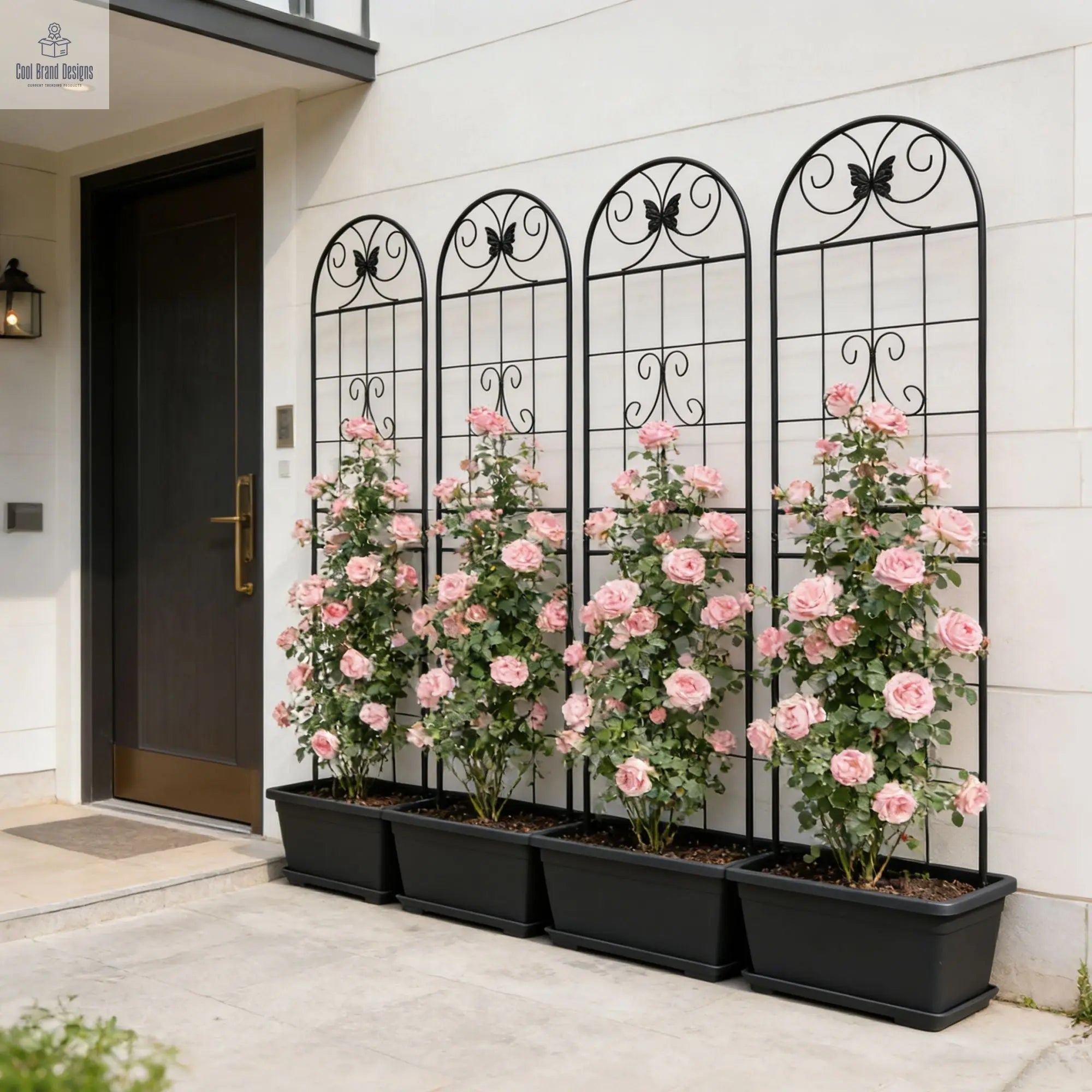4 Pack Metal Garden Trellis 71" x 19.7" Rustproof Trellis for Climbing Plants Outdoor Flower Support Black - Cool Brand Designs