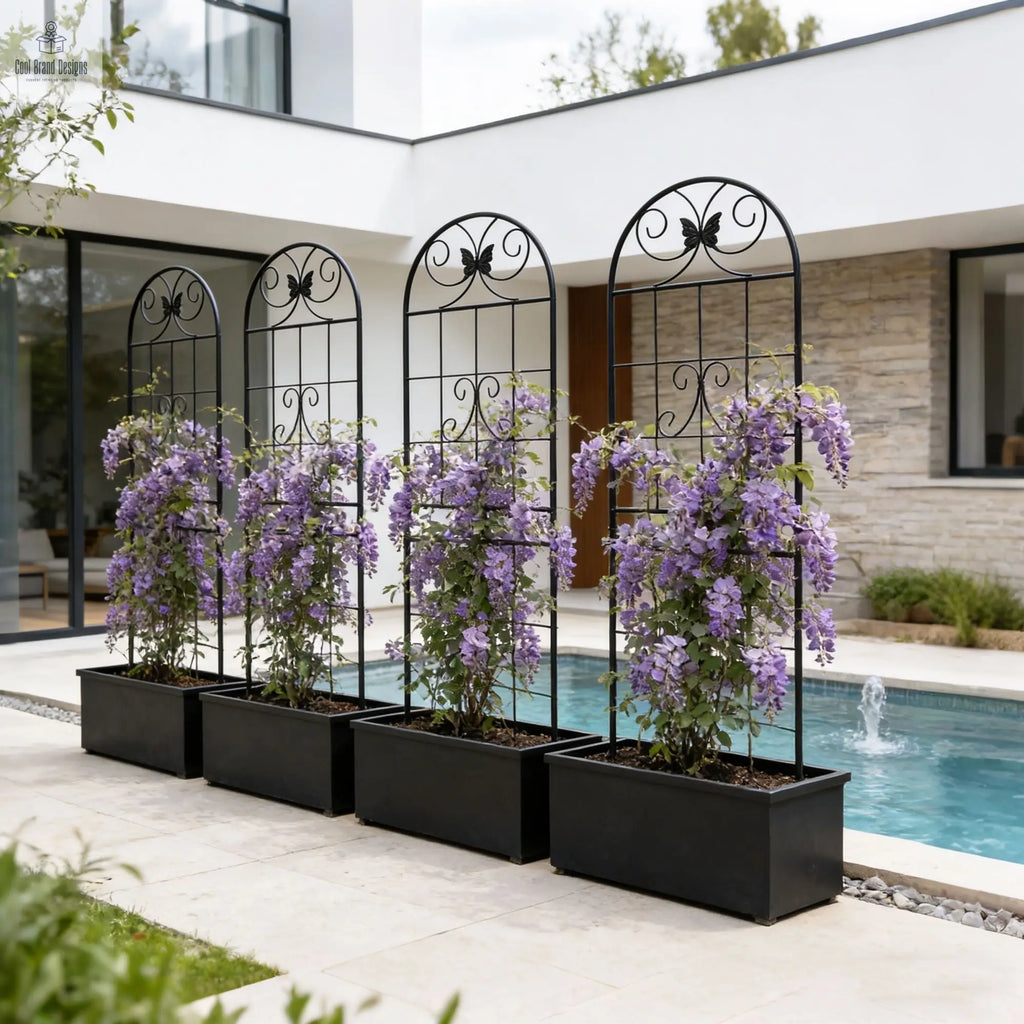 4 Pack Metal Garden Trellis 71" x 19.7" Rustproof Trellis for Climbing Plants Outdoor Flower Support Black - Cool Brand Designs
