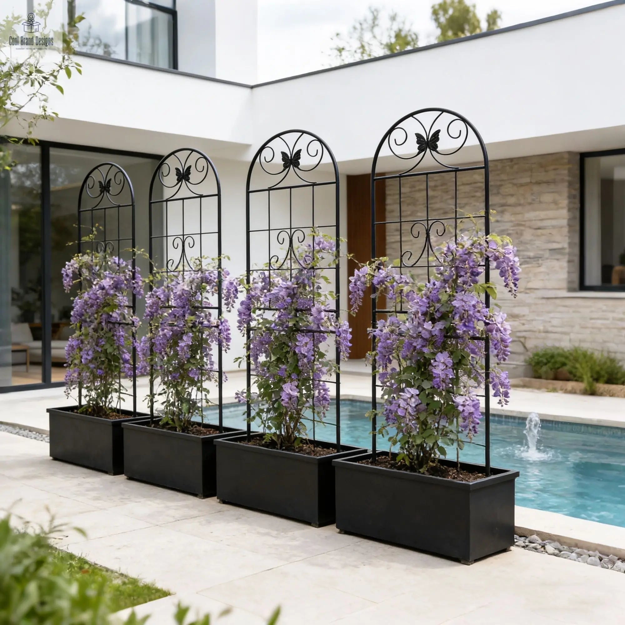 4 Pack Metal Garden Trellis 71" x 19.7" Rustproof Trellis for Climbing Plants Outdoor Flower Support Black - Cool Brand Designs
