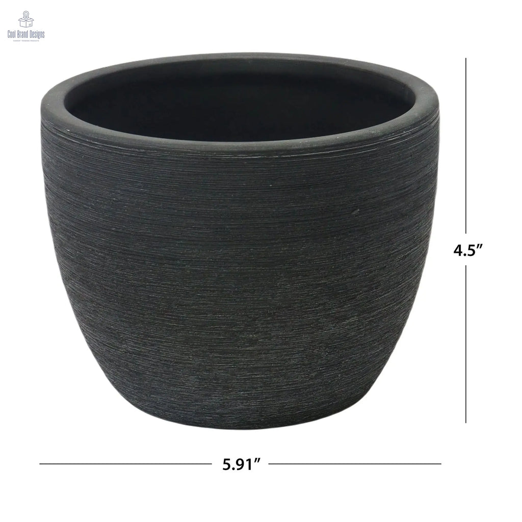 (4 pack)4.5" Textured Matte Ceramic Pot, Black, 1 - Piece - Cool Brand Designs