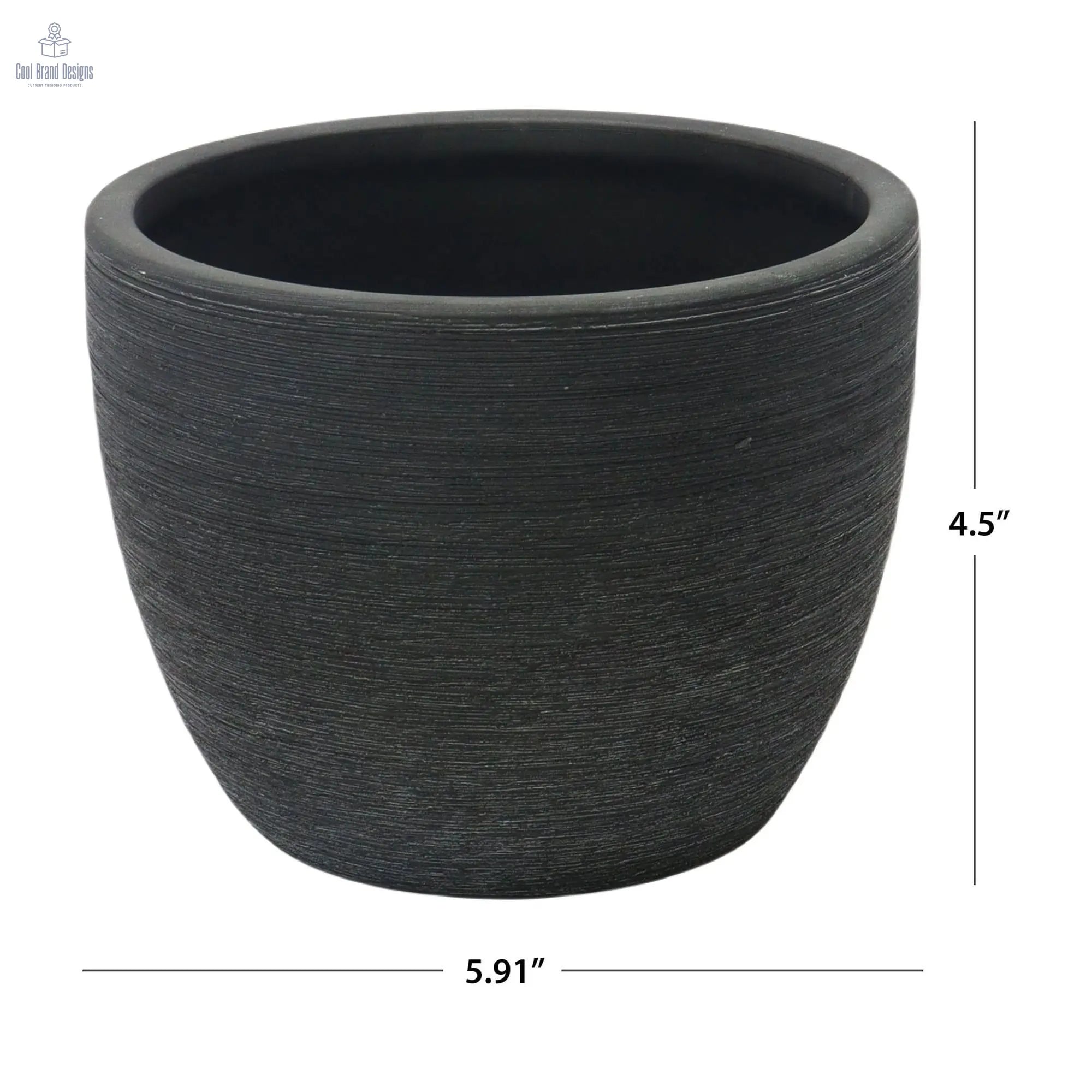 (4 pack)4.5" Textured Matte Ceramic Pot, Black, 1 - Piece - Cool Brand Designs