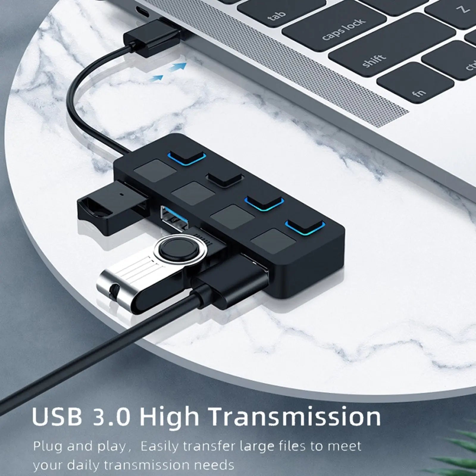 4 - port Usb 3.0 Hub Data Usb Splitter Laptop Adapter for Windows 10/8/7 Vista Black - Cool Brand Designs