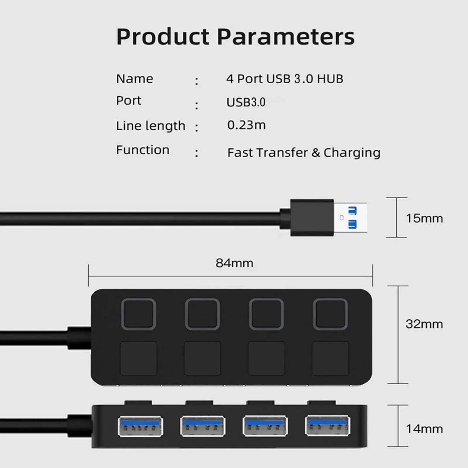 4 - port Usb 3.0 Hub Data Usb Splitter Laptop Adapter for Windows 10/8/7 Vista Black - Cool Brand Designs