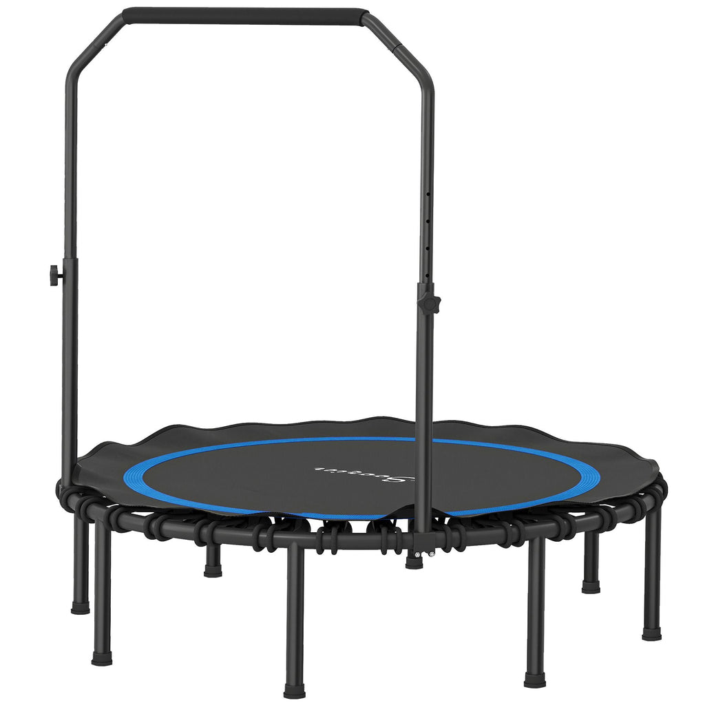 48" Rebounder Trampoline for Adults, Foldable Mini Trampoline with Adjustable Handle Bar for Indoor Outdoor, Blue - Cool Brand Designs