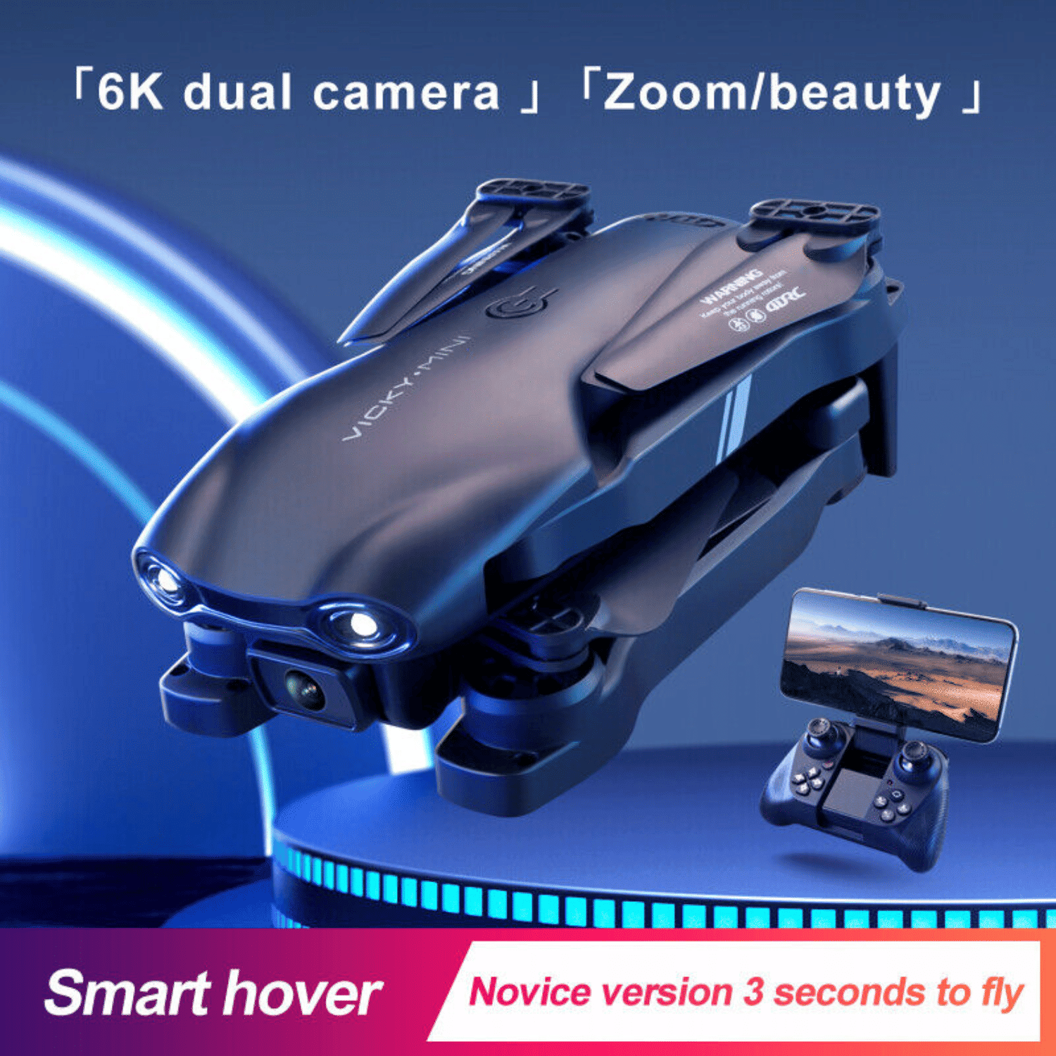 4DRC V13 Mini RC Drone 6K HD Dual Camera WiFi FPV Foldable Quadcopter +2 Battery, Beginners Toys Gifts - Cool Brand Designs