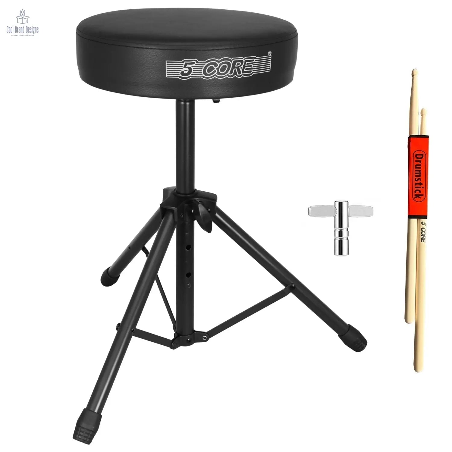 5 Core Drum Throne 3" Thick Padded Memory Foam Comfortable Drummer Stool 330Lb Capacity Adjustable - Cool Brand Designs
