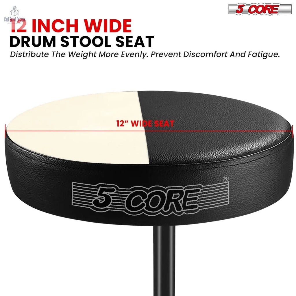 5 Core Drum Throne 3" Thick Padded Memory Foam Comfortable Drummer Stool 330Lb Capacity Adjustable - Cool Brand Designs