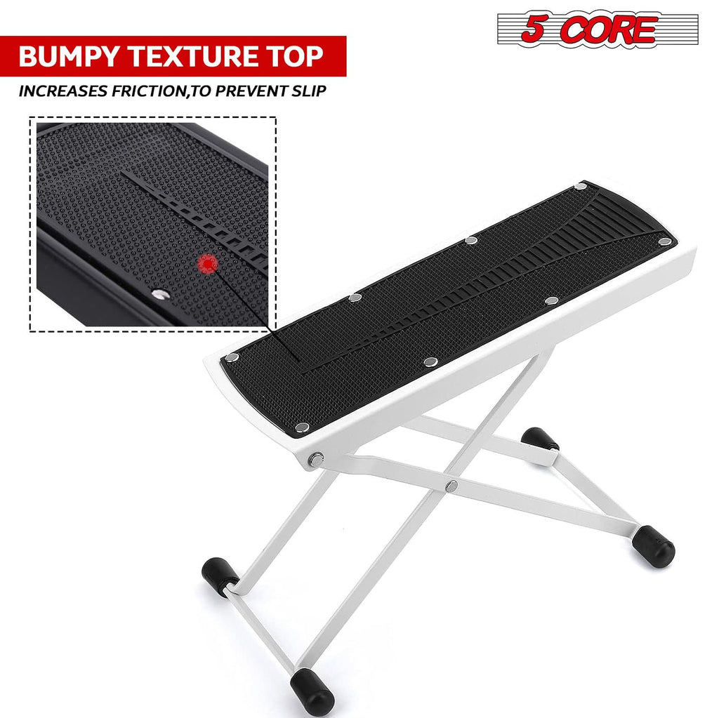 5 Core Guitar Foot Stool Height Adjustable Folding Leg Rest Portable Classical Footrest - GFS WHTE - Cool Brand Designs