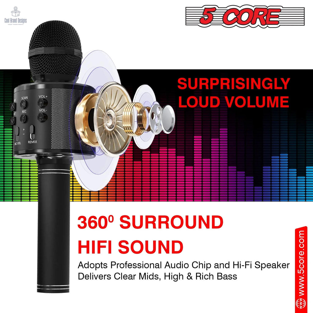5 Core Microphone Wireless Karaoke Mic With Speaker 3 in 1 Portable Bluetooth Microfono Inalambrico - Cool Brand Designs