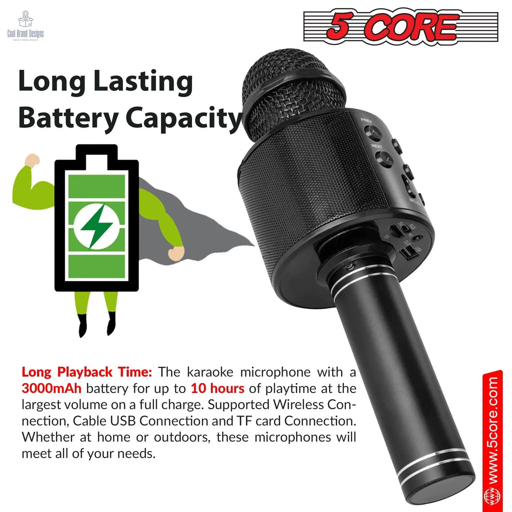 5 Core Microphone Wireless Karaoke Mic With Speaker 3 in 1 Portable Bluetooth Microfono Inalambrico - Cool Brand Designs