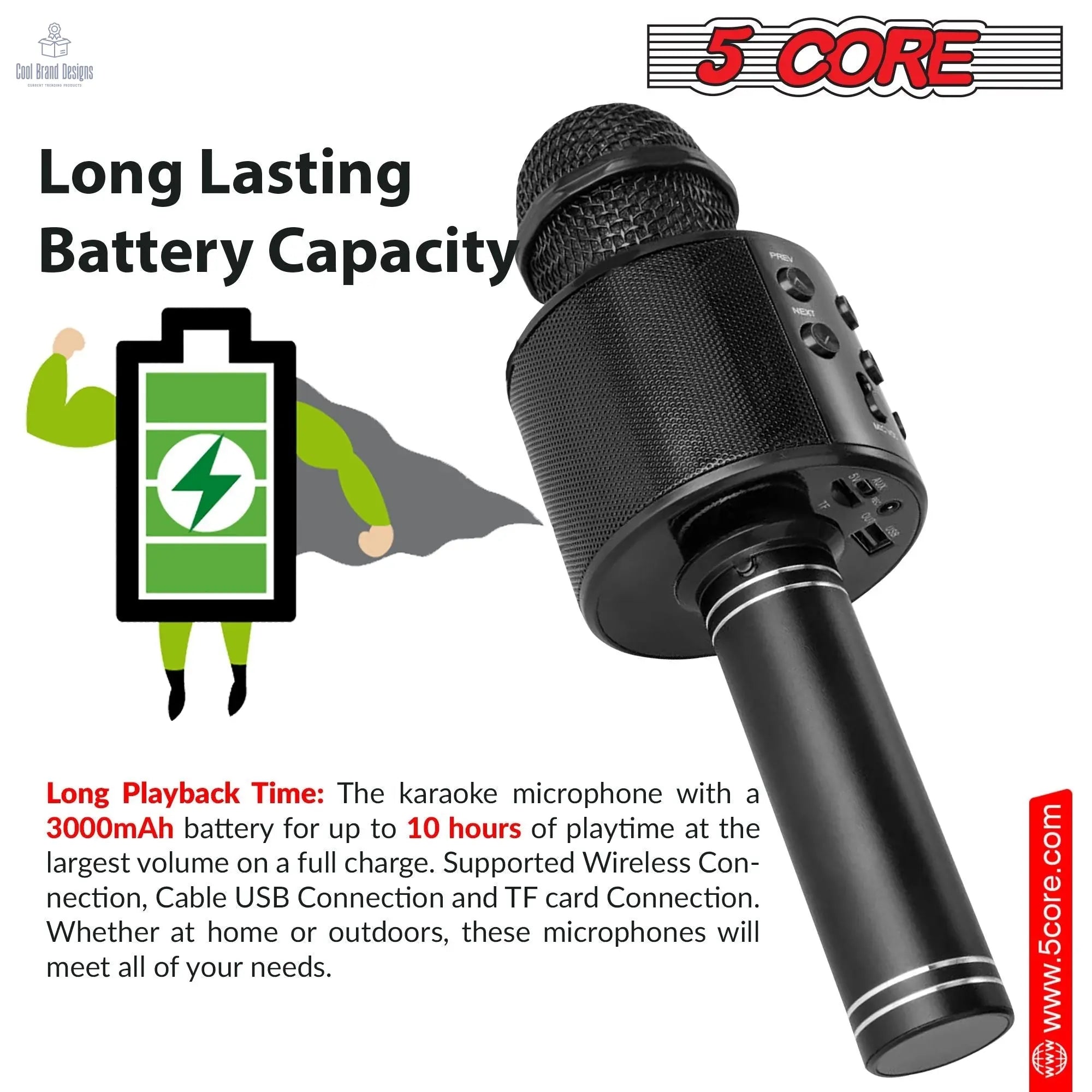 5 Core Microphone Wireless Karaoke Mic With Speaker 3 in 1 Portable Bluetooth Microfono Inalambrico - Cool Brand Designs