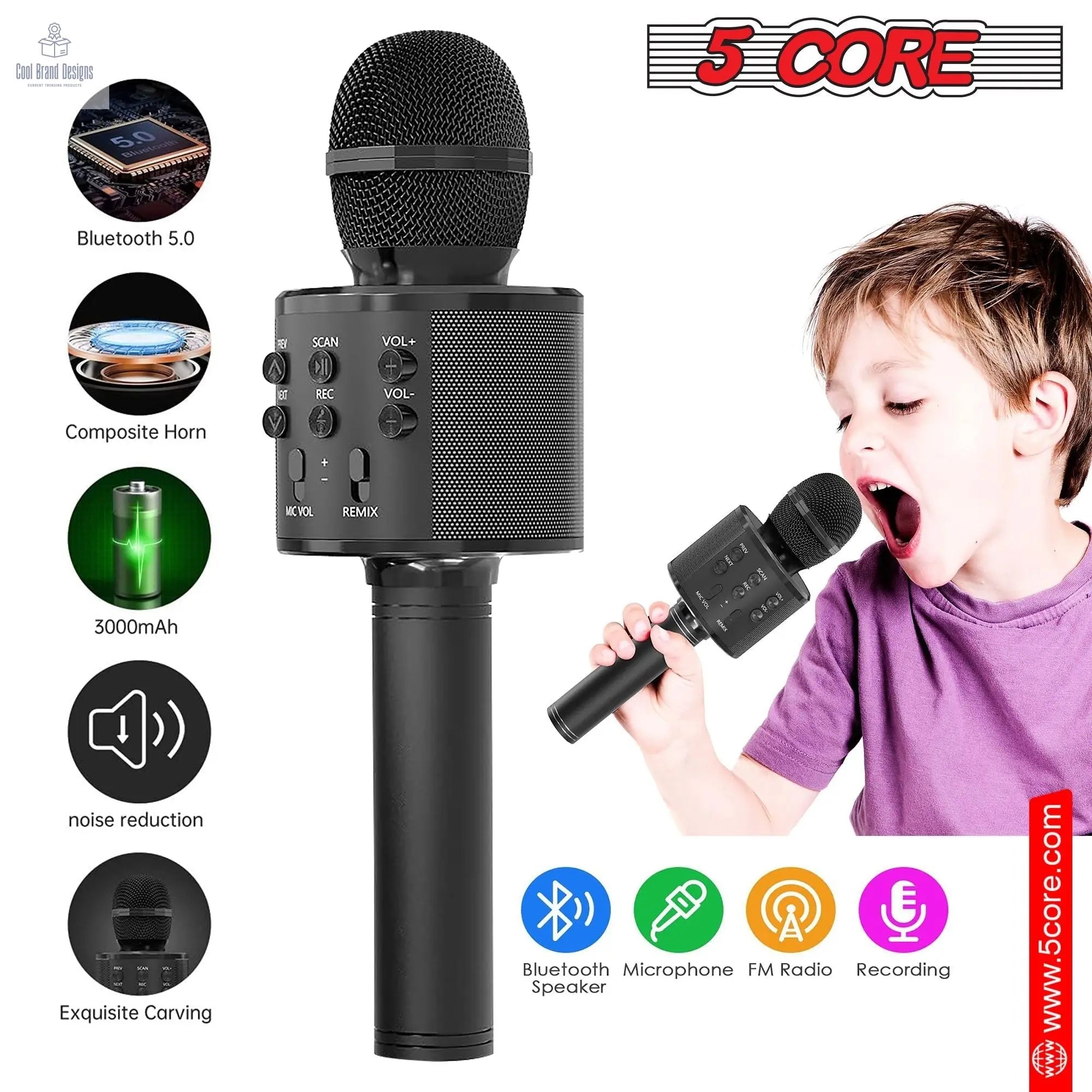 5 Core Microphone Wireless Karaoke Mic With Speaker 3 in 1 Portable Bluetooth Microfono Inalambrico - Cool Brand Designs