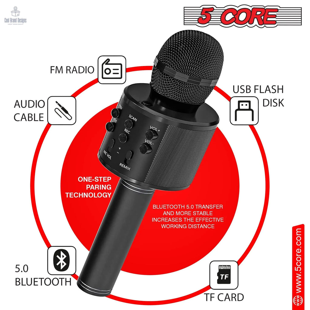 5 Core Microphone Wireless Karaoke Mic With Speaker 3 in 1 Portable Bluetooth Microfono Inalambrico - Cool Brand Designs