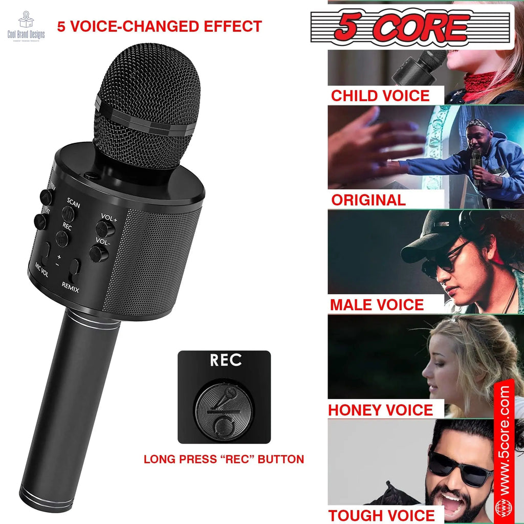 5 Core Microphone Wireless Karaoke Mic With Speaker 3 in 1 Portable Bluetooth Microfono Inalambrico - Cool Brand Designs