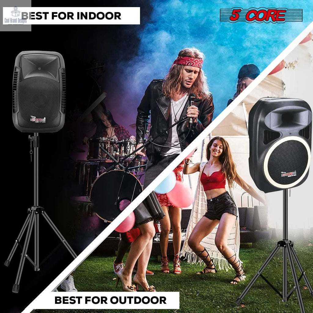 5 Core Speaker Stand Height Adjustable PA DJ Tripod Studio Monitor Stands w 35mm Compatible Insert - SS ECO 1PK BLK WoB - Cool Brand Designs