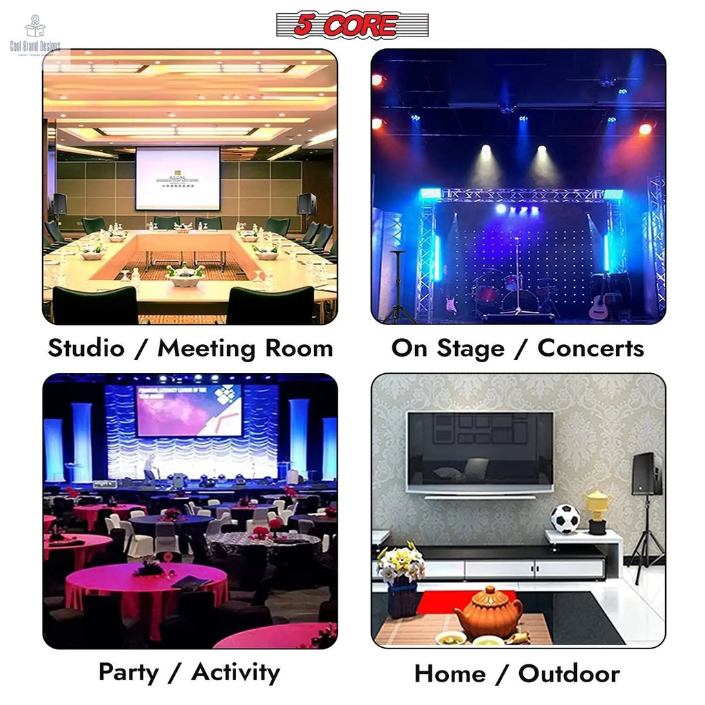5 Core Speaker Stand Height Adjustable PA DJ Tripod Studio Monitor Stands w 35mm Compatible Insert - SS ECO 1PK BLK WoB - Cool Brand Designs