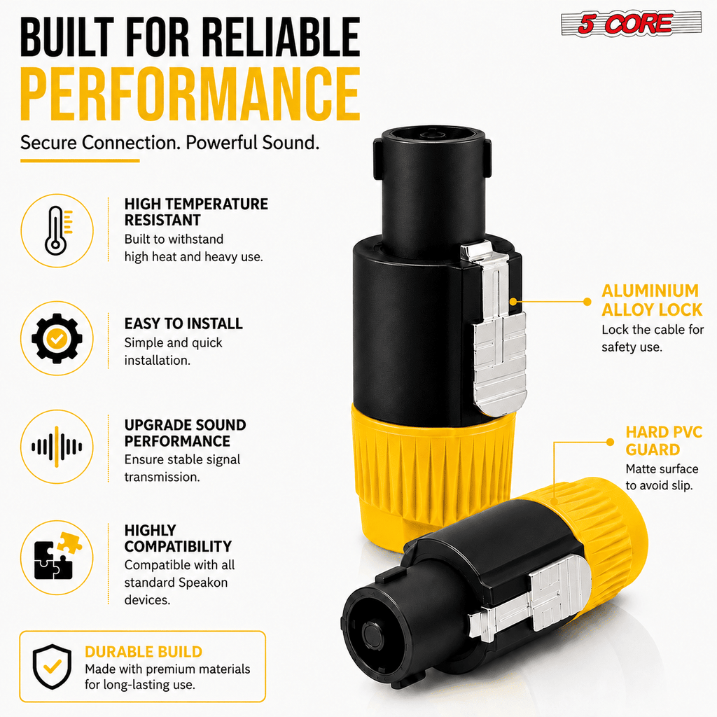 5 Core Speakon Adapter High Quality Audio Jack Male Audio Pin Speaker Adapter Connector - Cool Brand Designs