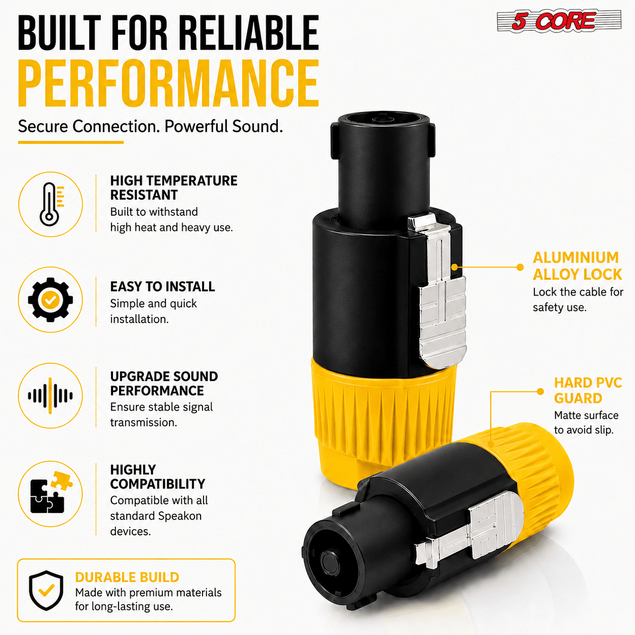 5 Core Speakon Adapter High Quality Audio Jack Male Audio Pin Speaker Adapter Connector - Cool Brand Designs