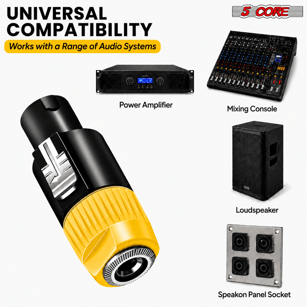 5 Core Speakon Adapter High Quality Audio Jack Male Audio Pin Speaker Adapter Connector - Cool Brand Designs