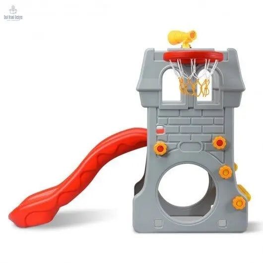 5 in 1 Toddler Climber Slide Playset with Basketball Hoop and Telescope - Color: Multicolor - Cool Brand Designs