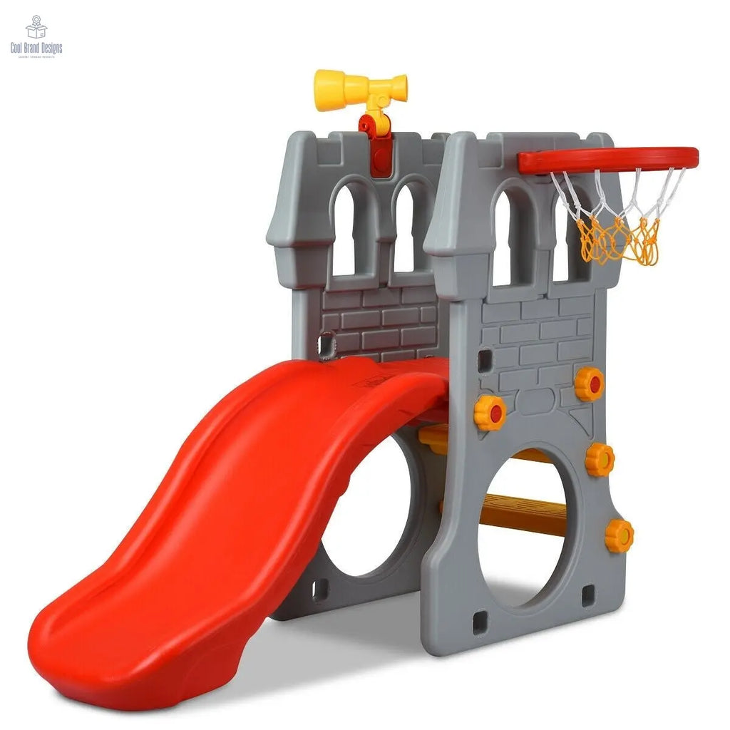 5 in 1 Toddler Climber Slide Playset with Basketball Hoop and Telescope - Color: Multicolor - Cool Brand Designs