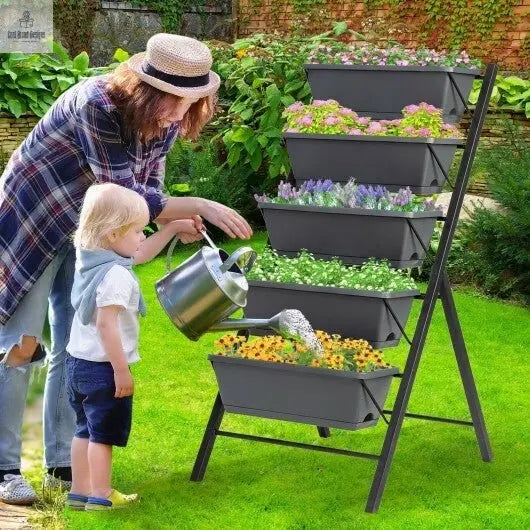 5 - Tier Raised Garden Bed with Water Drainage for Flowers Vegetables - Cool Brand Designs
