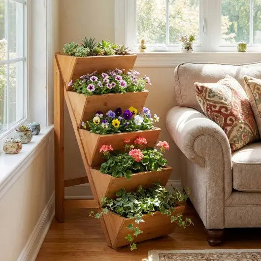 5 - tier Vertical Raised Garden Bed Wood Elevated Planter Box with Legs - Orange - Cool Brand Designs