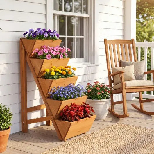 5 - tier Vertical Raised Garden Bed Wood Elevated Planter Box with Legs - Orange - Cool Brand Designs