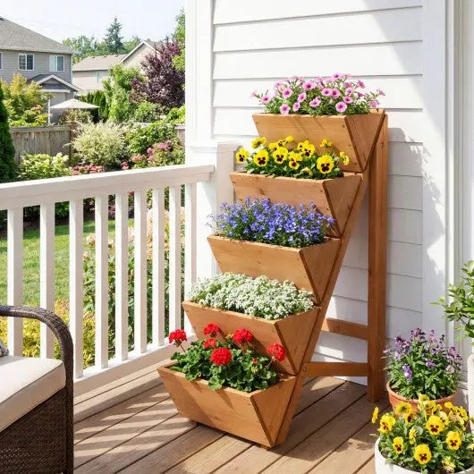 5 - tier Vertical Raised Garden Bed Wood Elevated Planter Box with Legs - Orange - Cool Brand Designs