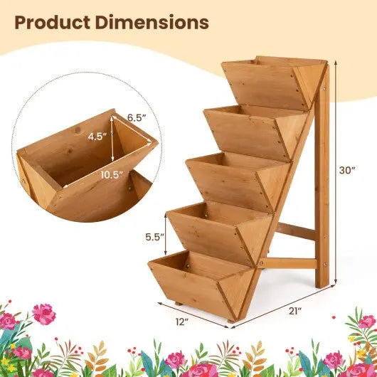 5 - tier Vertical Raised Garden Bed Wood Elevated Planter Box with Legs - Orange - Cool Brand Designs