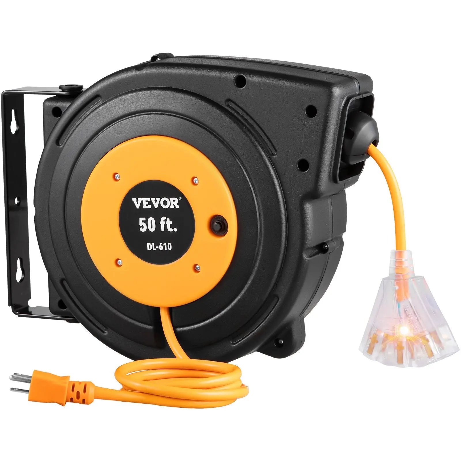 50ft Retractable Extension Cord Reel 14AWG/3CSJTOW Power Cord Reel VEVOR