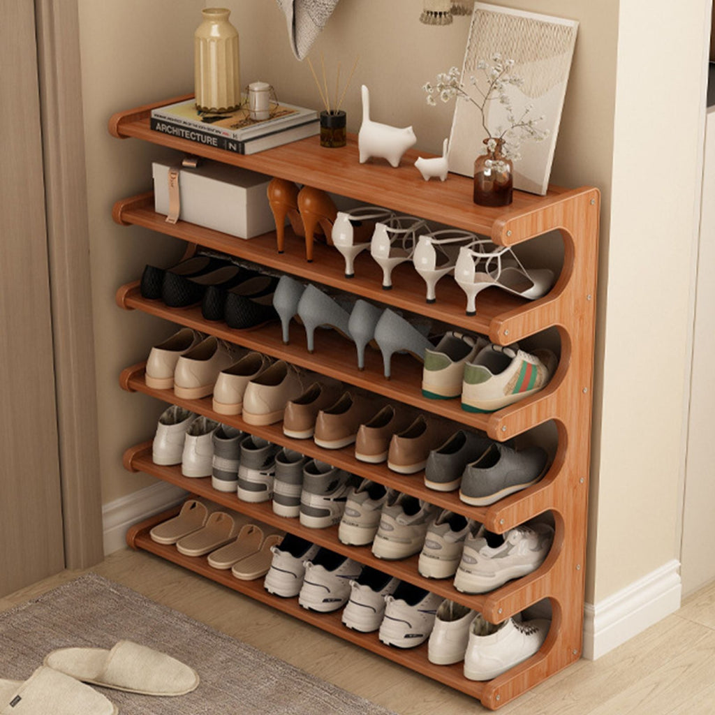 5/6-layer practical storage rack, shoe rack, space-saving design, multi-layer independent storage rack, wood grain finish, easy to assemble, self-supporting cubic shoe storage rack, storage rack, sui - Cool Brand Designs