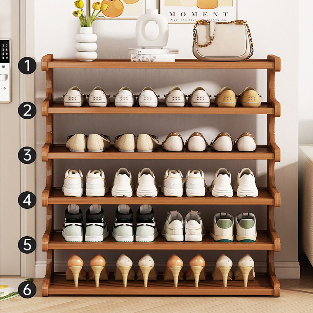 5/6-layer practical storage rack, shoe rack, space-saving design, multi-layer independent storage rack, wood grain finish, easy to assemble, self-supporting cubic shoe storage rack, storage rack, sui - Cool Brand Designs