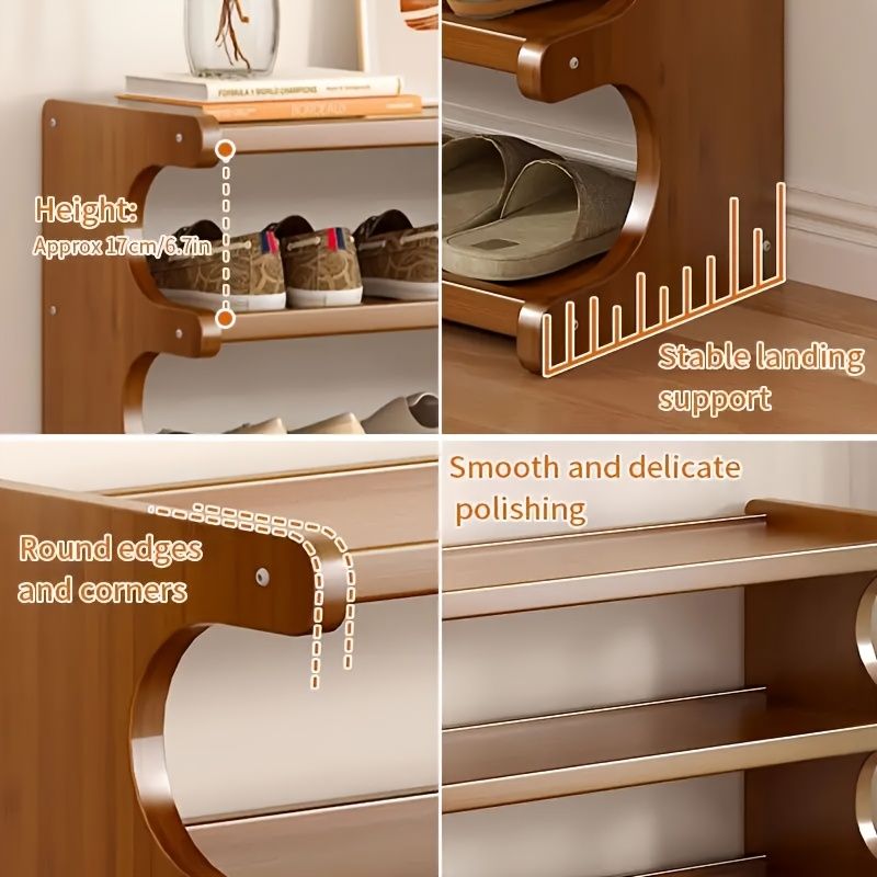 5/6-layer practical storage rack, shoe rack, space-saving design, multi-layer independent storage rack, wood grain finish, easy to assemble, self-supporting cubic shoe storage rack, storage rack, sui - Cool Brand Designs