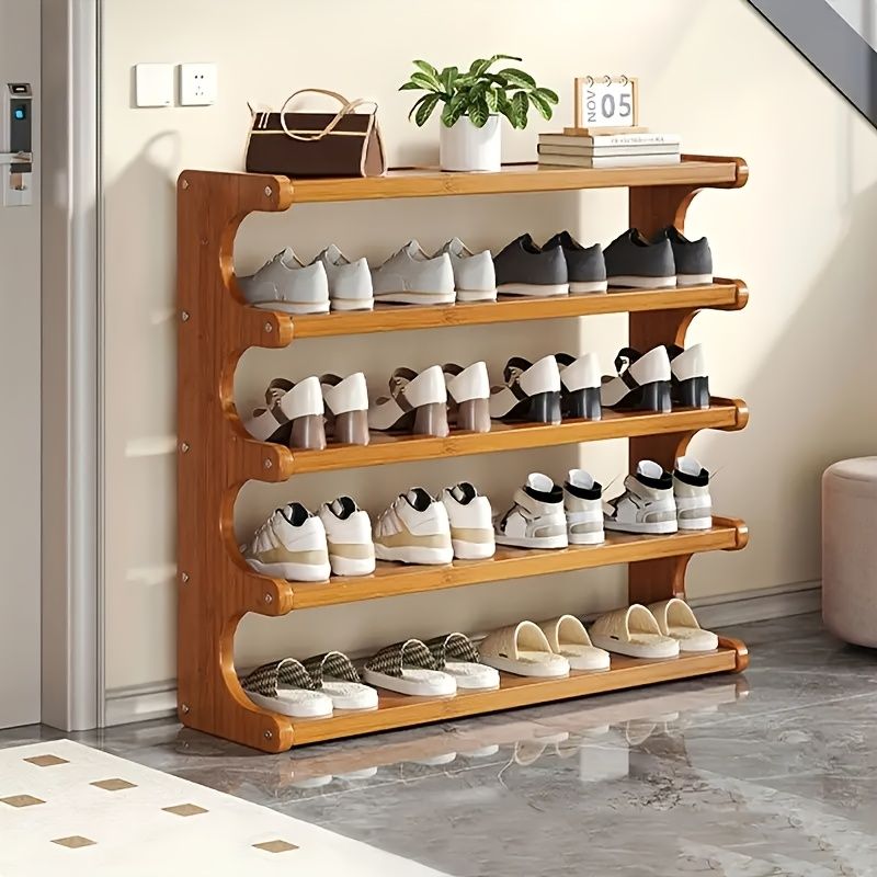 5/6-layer practical storage rack, shoe rack, space-saving design, multi-layer independent storage rack, wood grain finish, easy to assemble, self-supporting cubic shoe storage rack, storage rack, sui - Cool Brand Designs