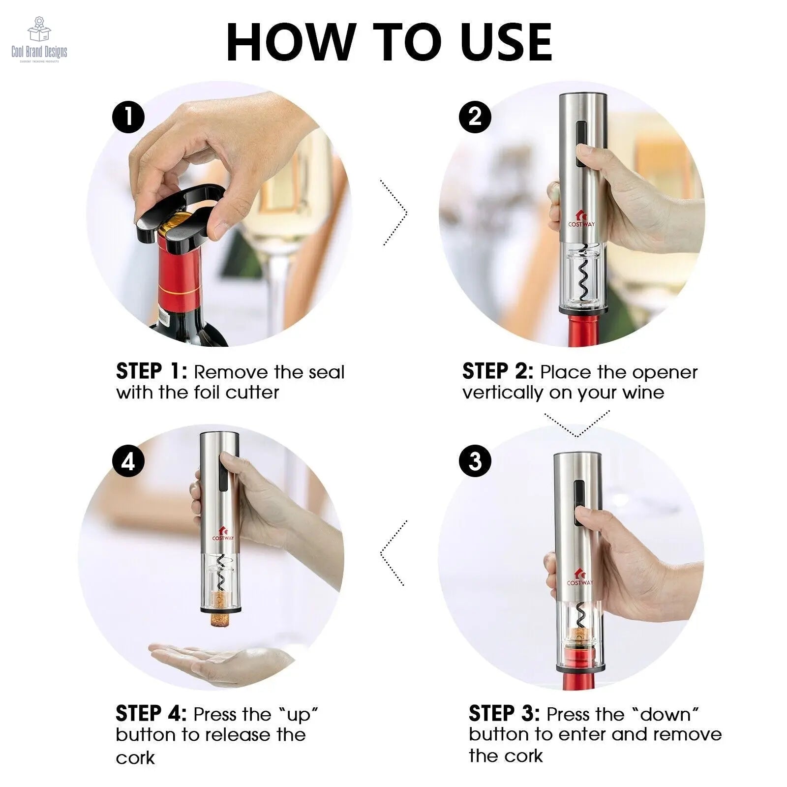 6-in-1 Electric Wine Bottle Opener Set with Foil Cutter - Cool Brand Designs