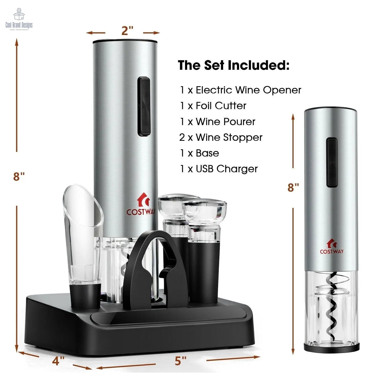 6-in-1 Electric Wine Bottle Opener Set with Foil Cutter - Cool Brand Designs