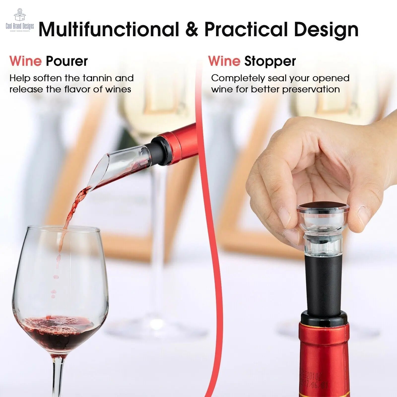 6-in-1 Electric Wine Bottle Opener Set with Foil Cutter - Cool Brand Designs