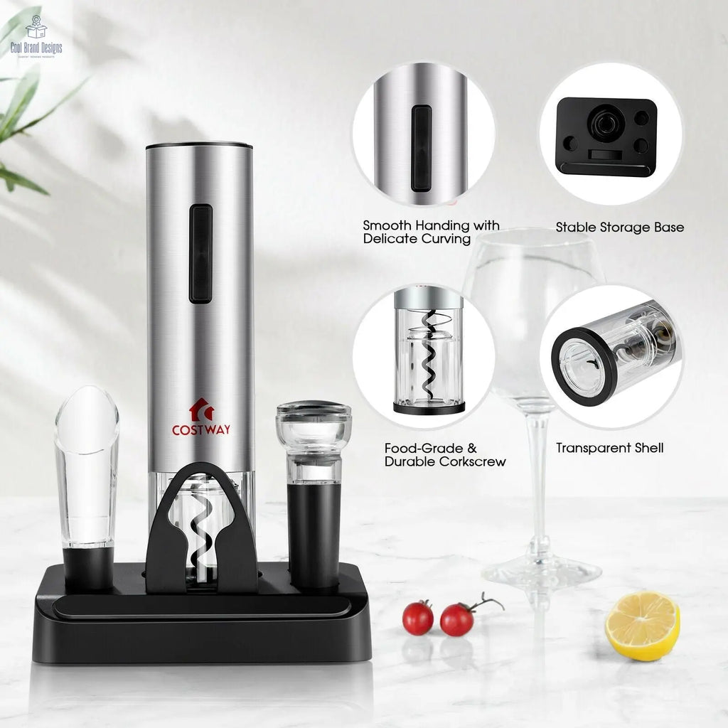 6-in-1 Electric Wine Bottle Opener Set with Foil Cutter - Cool Brand Designs