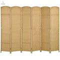 6 Panel Room Divider, 5.6 Ft Tall Freestanding Privacy Screen, Natural Wood Flexible Space Partition - Cool Brand Designs