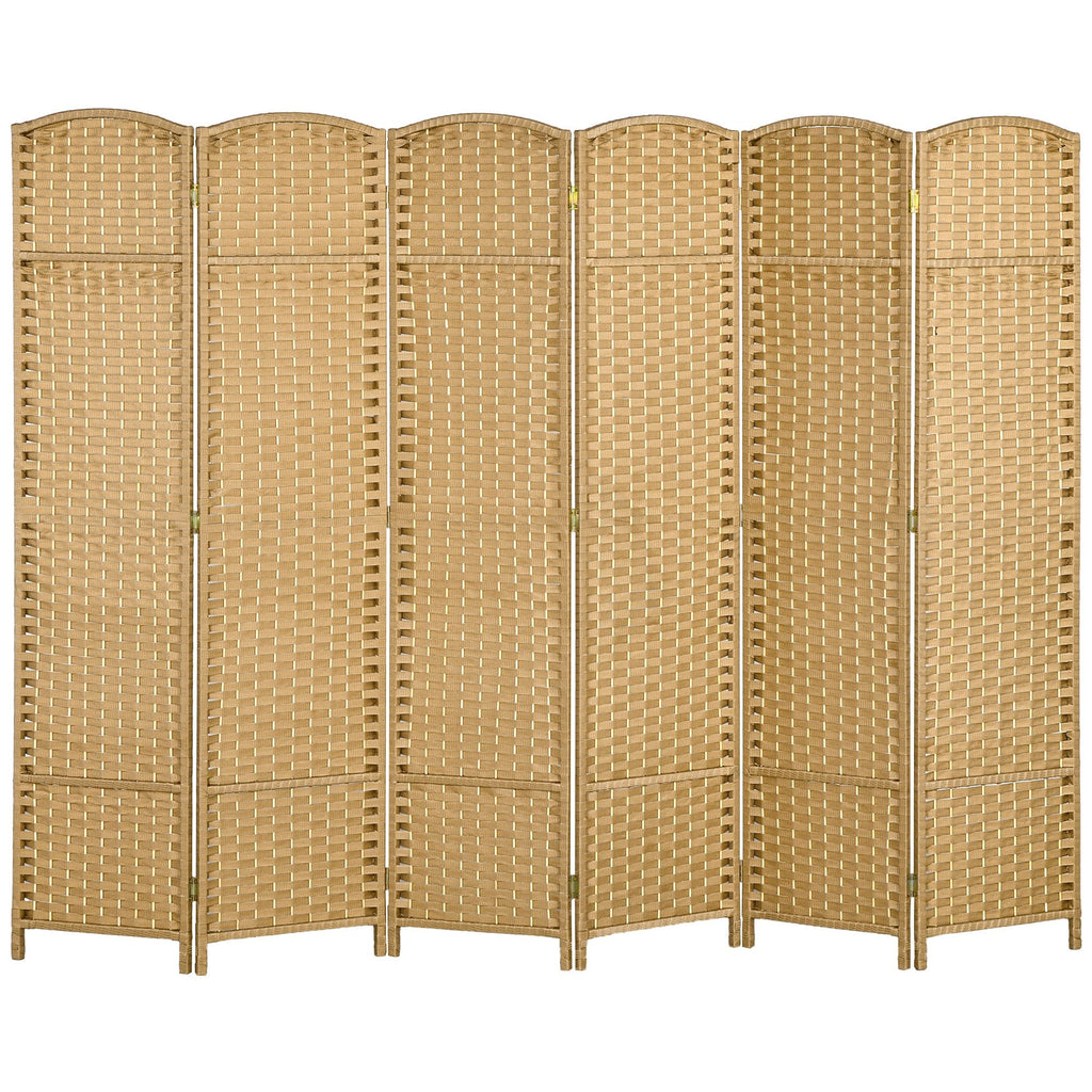 6 Panel Room Divider, 5.6 Ft Tall Freestanding Privacy Screen, Natural Wood Flexible Space Partition - Cool Brand Designs