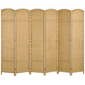 6 Panel Room Divider, 5.6 Ft Tall Freestanding Privacy Screen, Natural Wood Flexible Space Partition - Cool Brand Designs