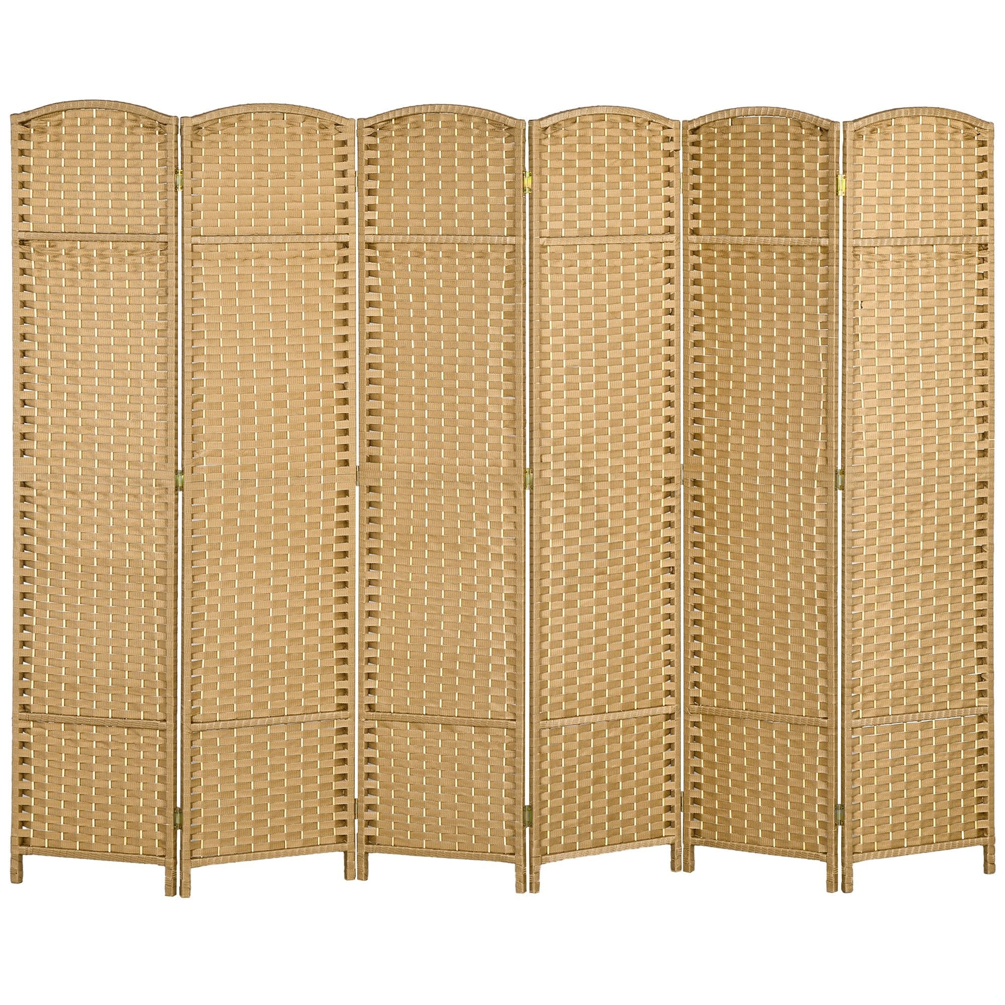 6 Panel Room Divider, 5.6 Ft Tall Freestanding Privacy Screen, Natural Wood Flexible Space Partition - Cool Brand Designs