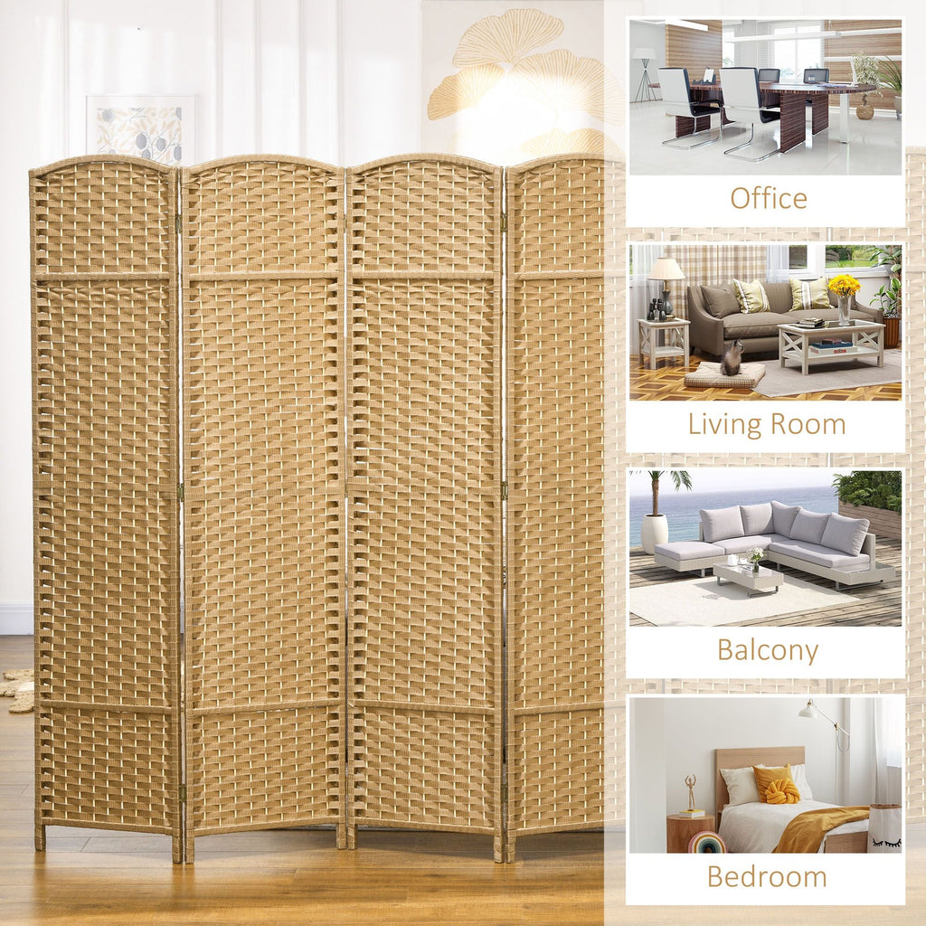 6 Panel Room Divider, 5.6 Ft Tall Freestanding Privacy Screen, Natural Wood Flexible Space Partition - Cool Brand Designs