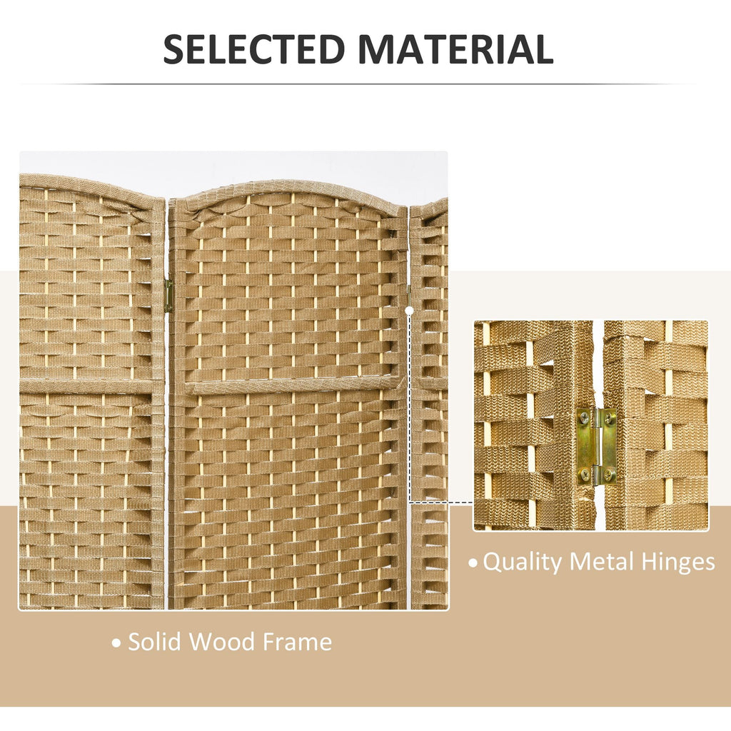 6 Panel Room Divider, 5.6 Ft Tall Freestanding Privacy Screen, Natural Wood Flexible Space Partition - Cool Brand Designs