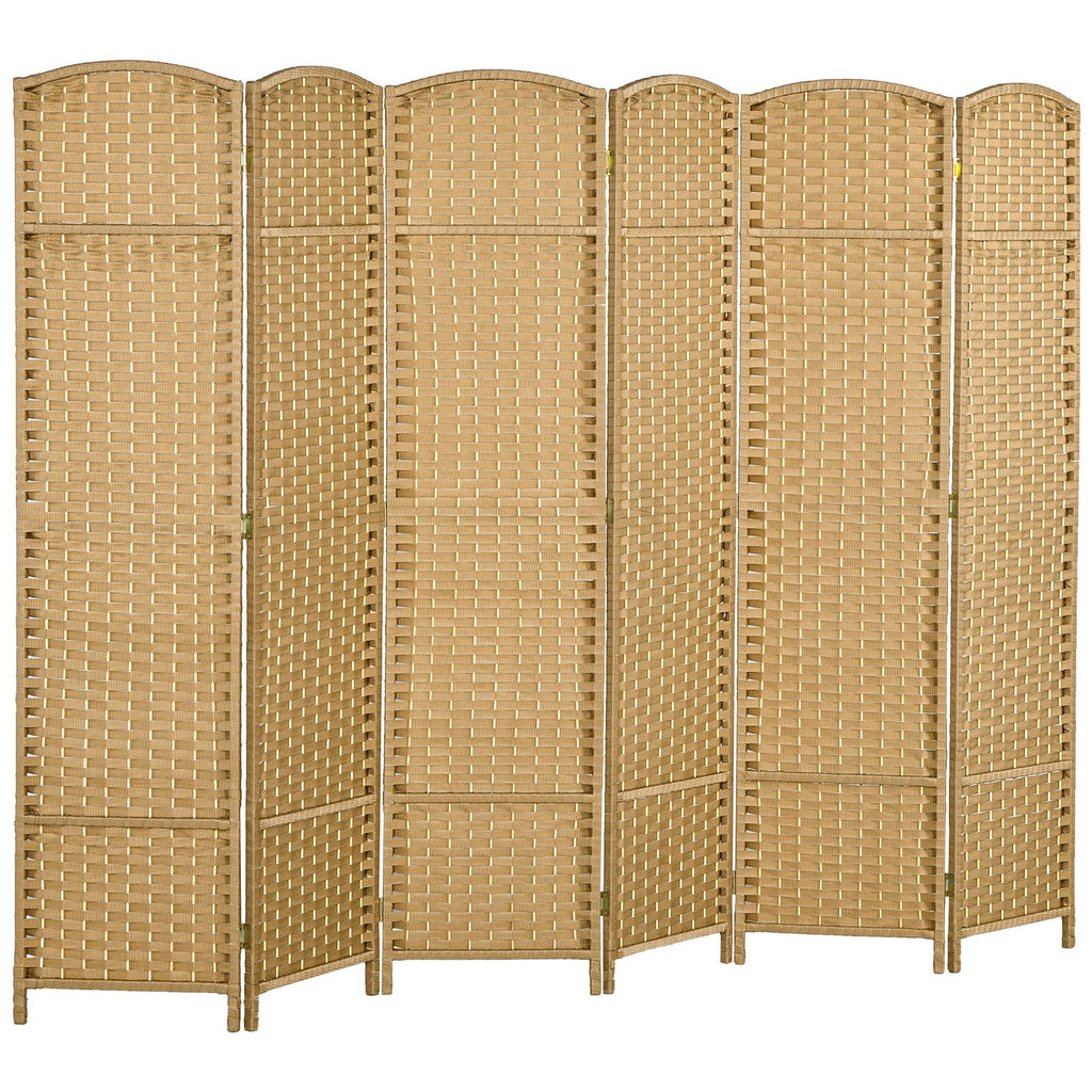 6 Panel Room Divider, 5.6 Ft Tall Freestanding Privacy Screen, Natural Wood Flexible Space Partition - Cool Brand Designs