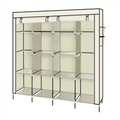 67" Clothes Closet Portable Wardrobe Clothes Storage Rack 12 Shelves 4 Side Pockets Beige - Cool Brand Designs