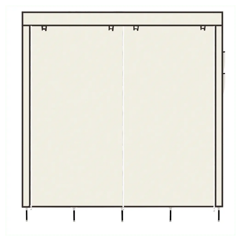 67" Clothes Closet Portable Wardrobe Clothes Storage Rack 12 Shelves 4 Side Pockets Beige - Cool Brand Designs