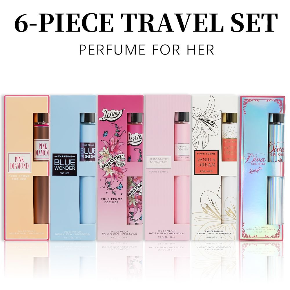 6pcs Travel Set, Women'S Eau De Parfuma Spray, Long Lasting Fragrance, 6 Different Flavor, Perfect For Holiday Gifts, Dating, Daily Life, Parties, 1.18 Fl Oz/bottle - Cool Brand Designs
